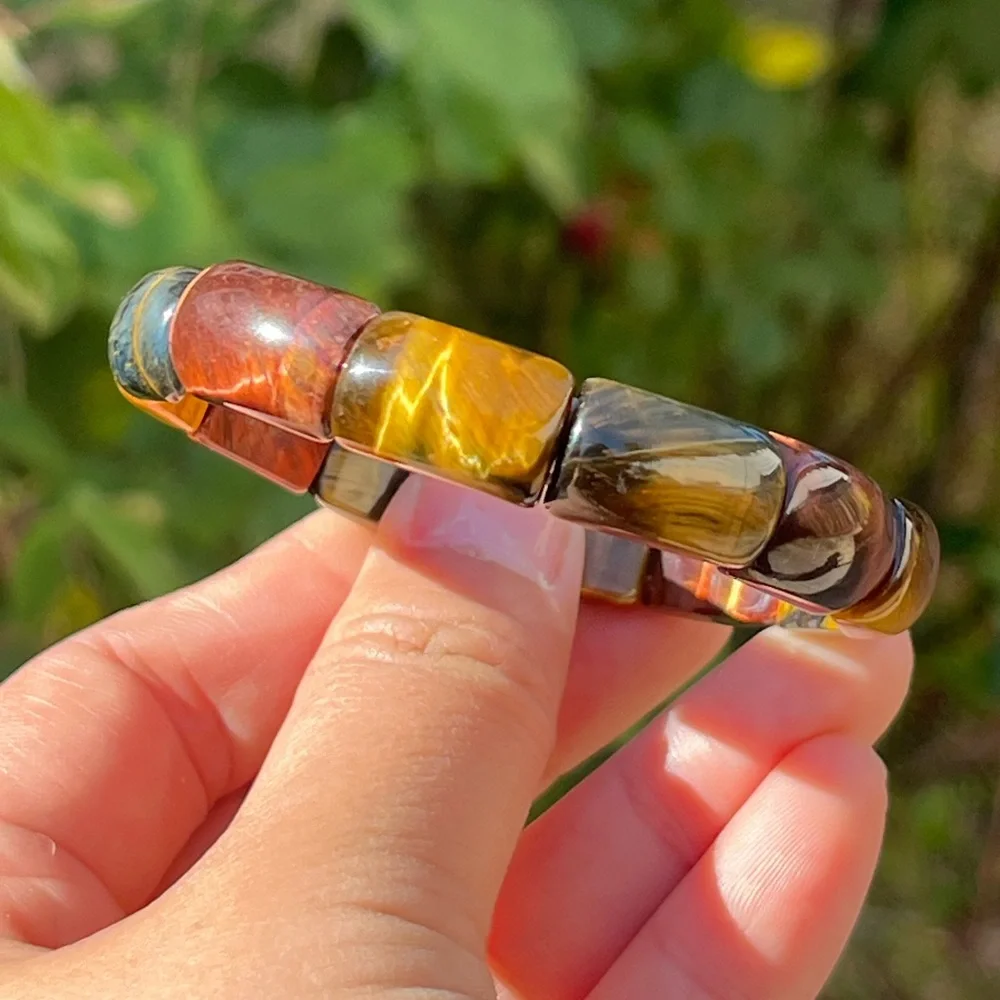 10.5mm stretchable rainbow tiger eye soft‎ bangle